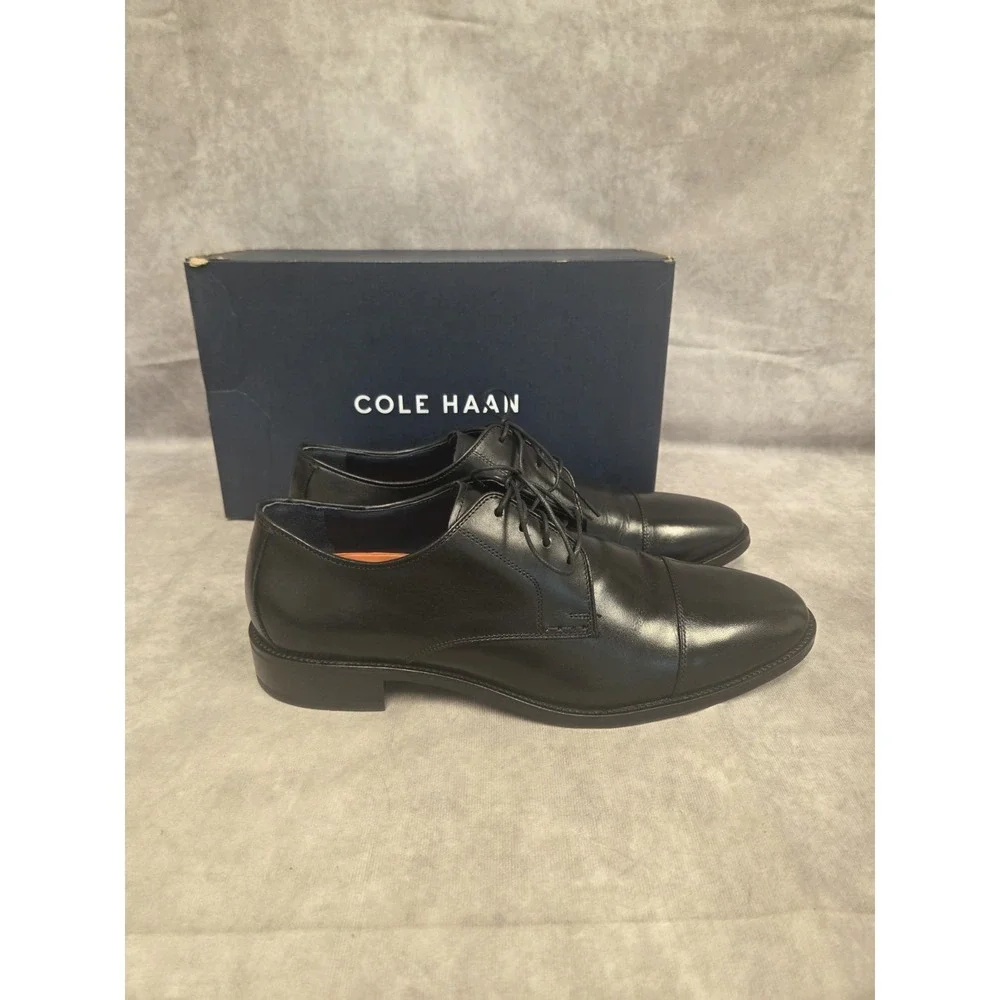 Cole Haan Mens Blk Dress Shie SZ 13D Lenox Cap/Retail: $198